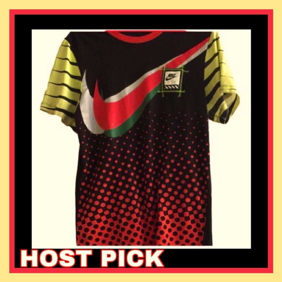 NIKE Air J"Just Do It" Iconic Retro Checkmark  TShirt Multi Black Red Yellow S - Picture 9 of 9